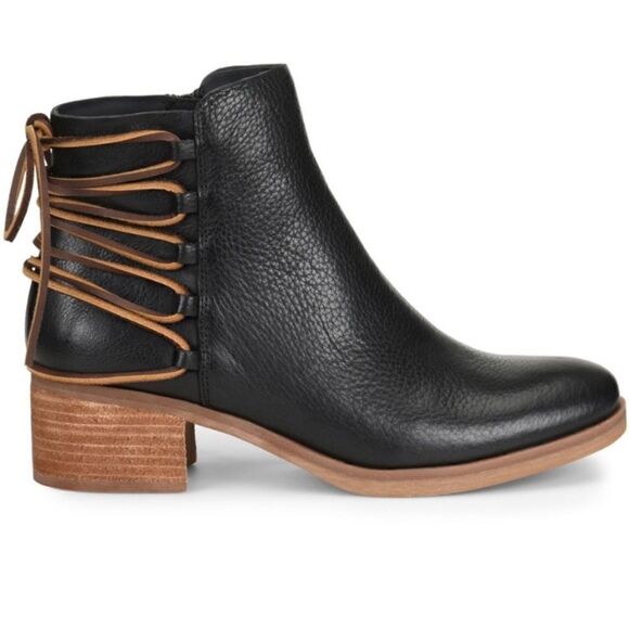 Kork-Ease Shoes - Korks Belaya Black Leather Lace Tie Up Ankle Boots